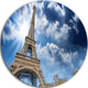 Eiffel Under Blue Sky, Skyscape Photography Disc Metal Artwork, 23"