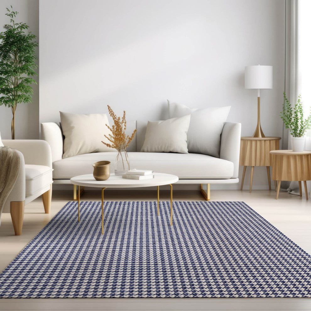 Indoor/Outdoor Hinton HN1 Navy Machine Washable 9' x 12' Rug
