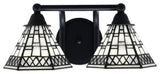 Paramount 2-Light Bath Bar, Matte Black, 7" Pewter Art Glass