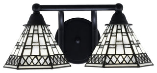 Paramount 2-Light Bath Bar, Matte Black, 7" Pewter Art Glass