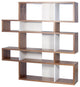 Modern Large Modular Display 2 Tone Shelves, Walnut Frame/White Backs