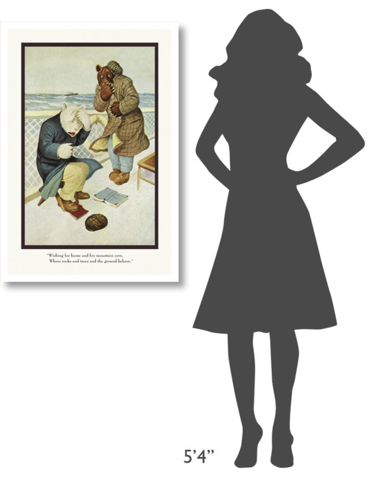 "Teddy Roosevelt's Bears: Teddy B and Teddy G Are Seasick" Paper Art, 26"x38"