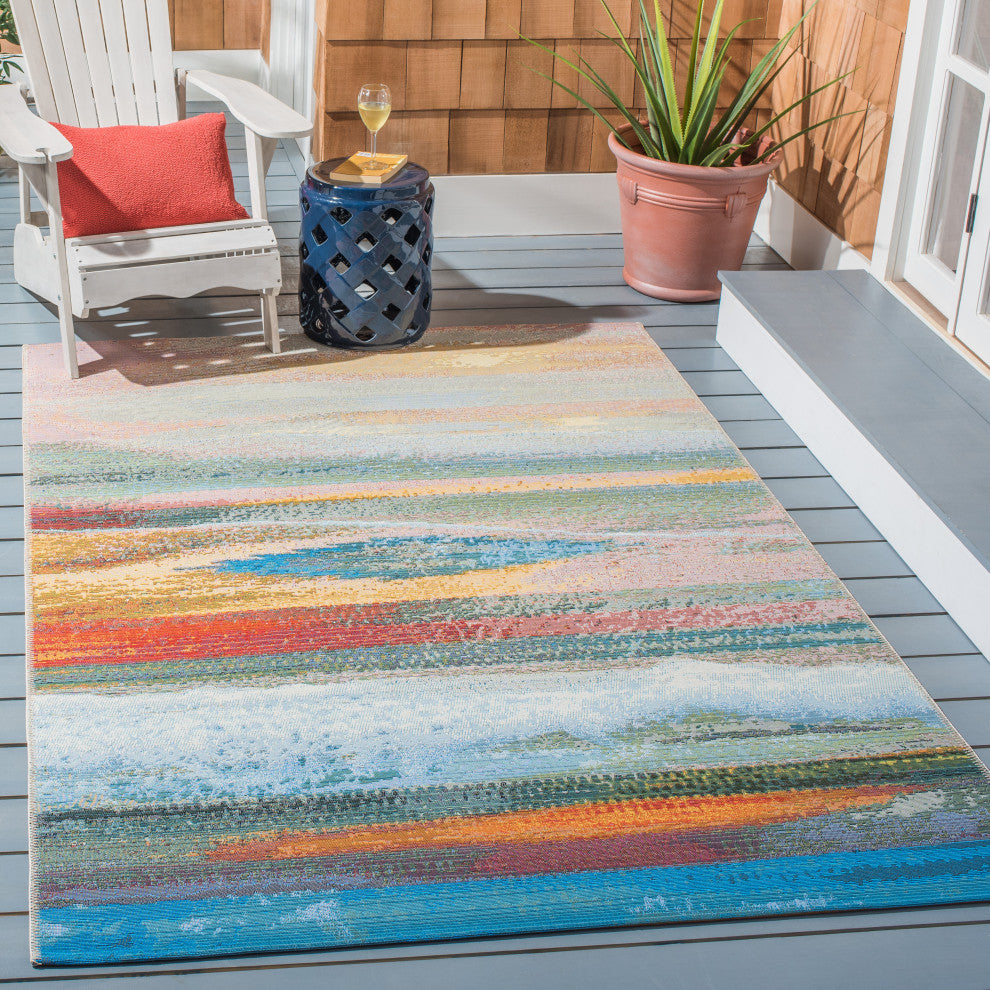Safavieh Barbados Collection Indoor-Outdoor BAR585 Rug, Light Blue/Pink, 4'x6'