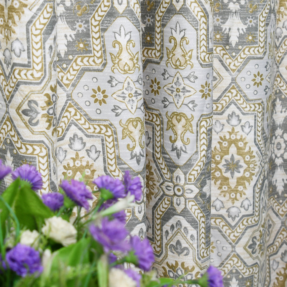 Printed Microfiber 2 Piece Curtain Set, Lanza, 60" X 84"
