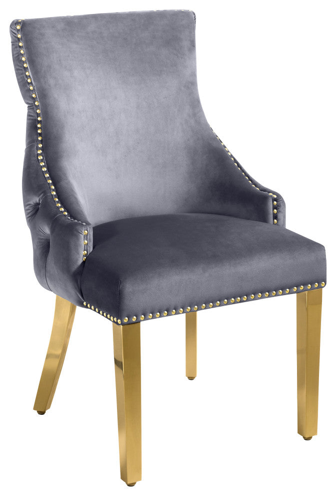 The Tuft Dining Chair, Gray, Velvet, Set of 2