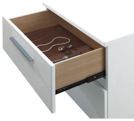 Elegant Bedroom Set, Nightstand & Full Bed With LED Lighted Headboard