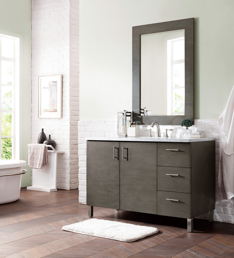 Metropolitan 48" Single Vanity, Silver Oak, No Top, Without Top