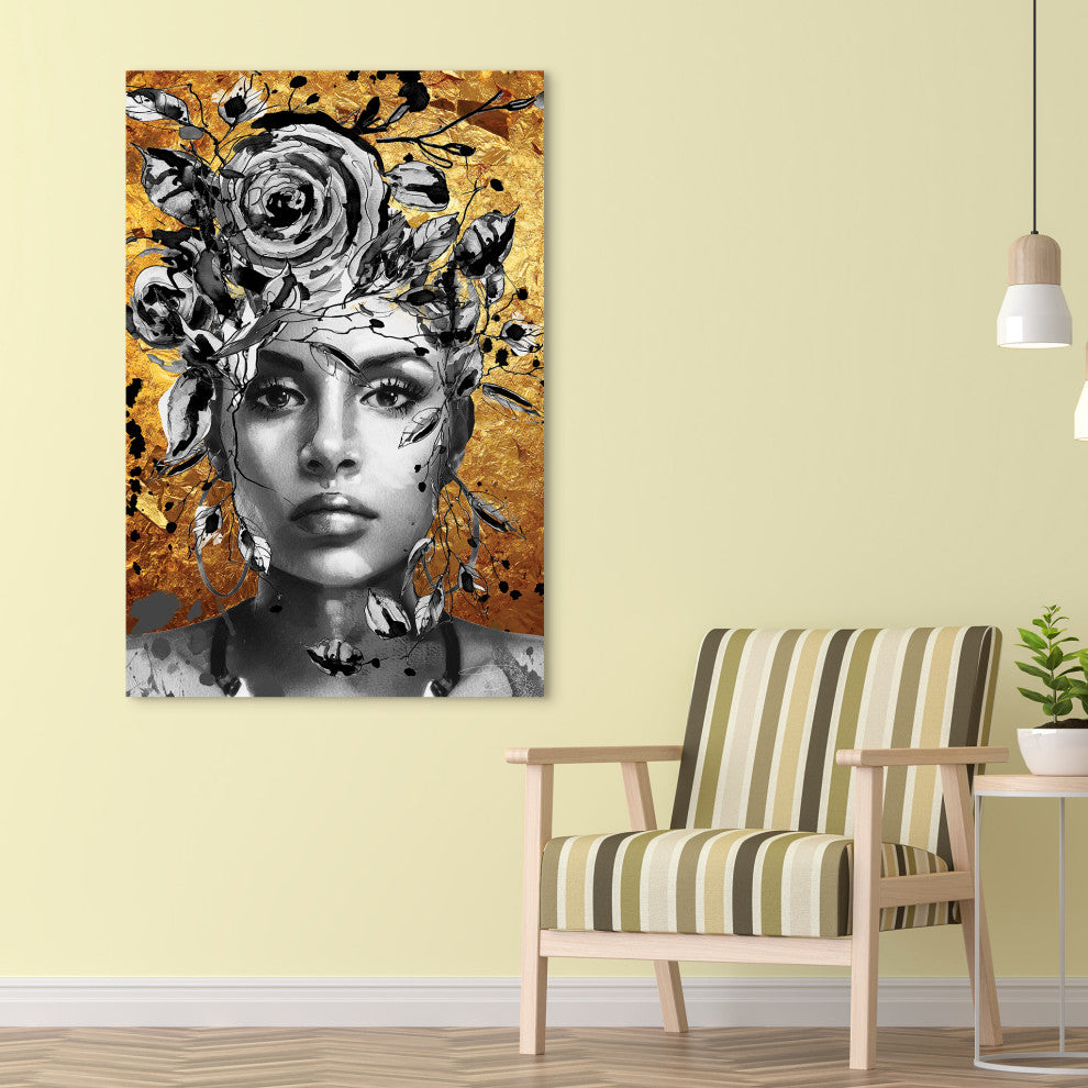 Beautiful Woman Printed Wall Art Unframed Free Floating Tempered Glass