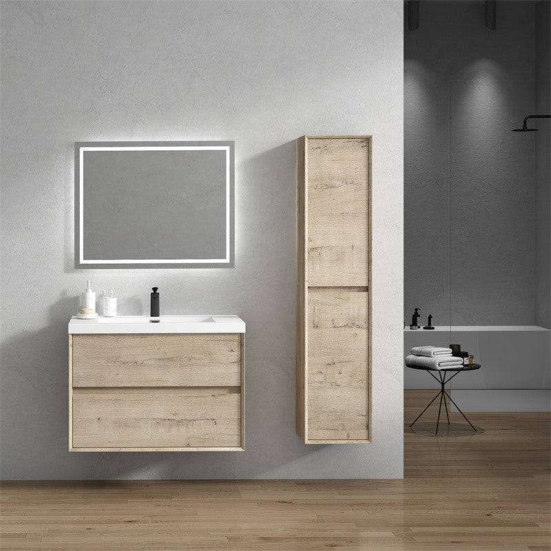 Ashley 36'' Floating Vanity, Acrylic Top, Light White Oak