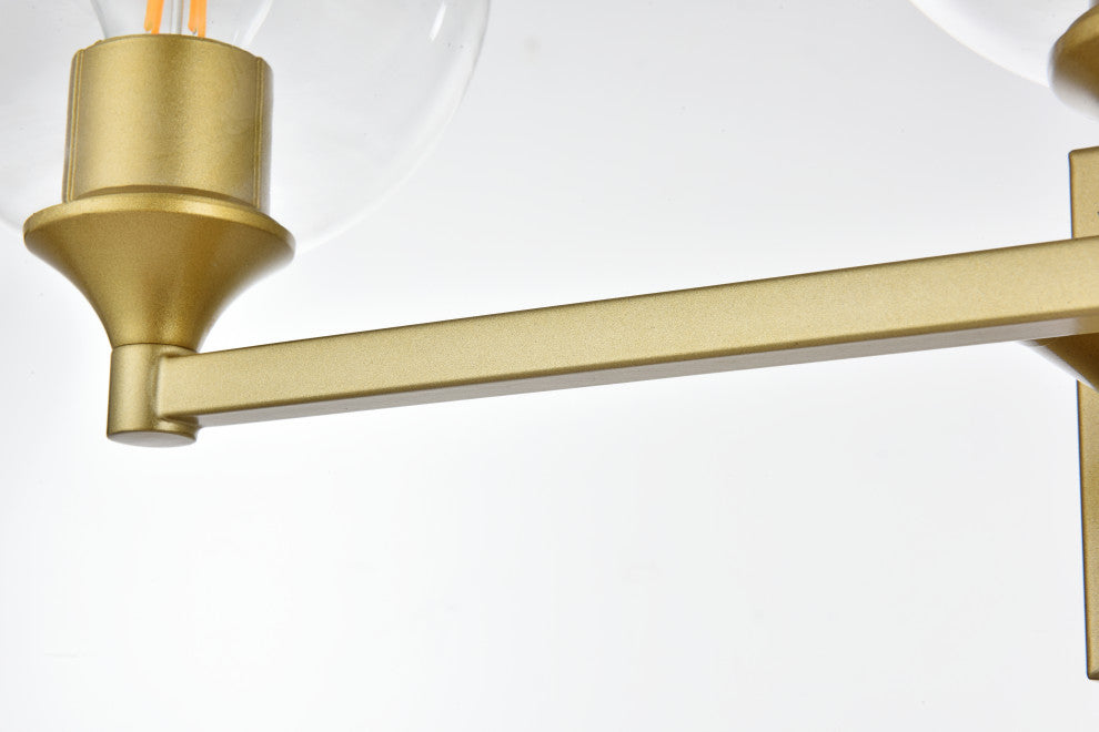 3 Light Brass And Clear Bath Sconce