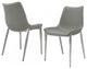 Set of Two Gray Faux Leather Modern Dining Chairs