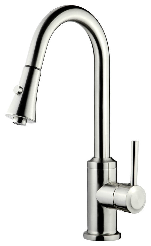 Brushed Nickel Finish Pull-Down Kitchen Faucet LK11B, 1 Hole, 3 Holes