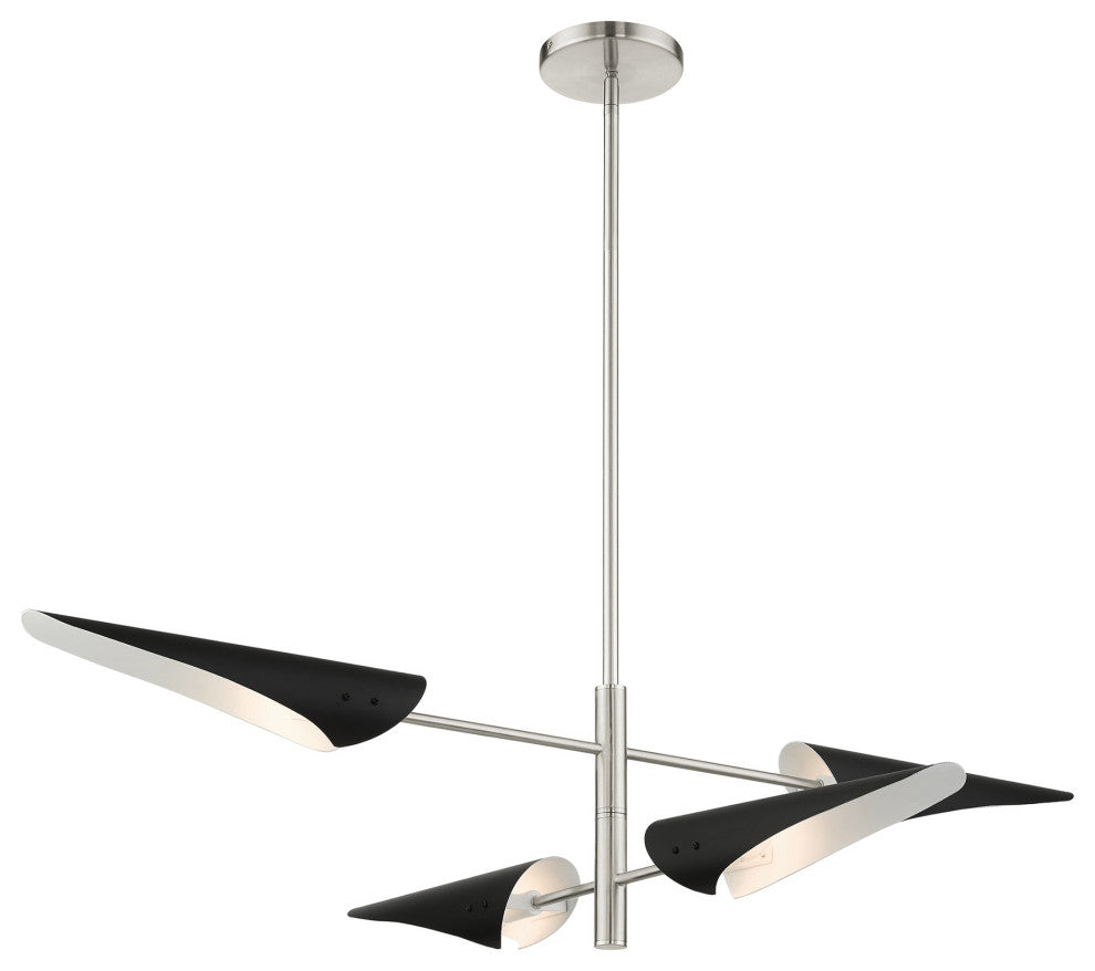 Brushed Nickel Urban, Mid Century Modern, Balanced Pendant Chandelier