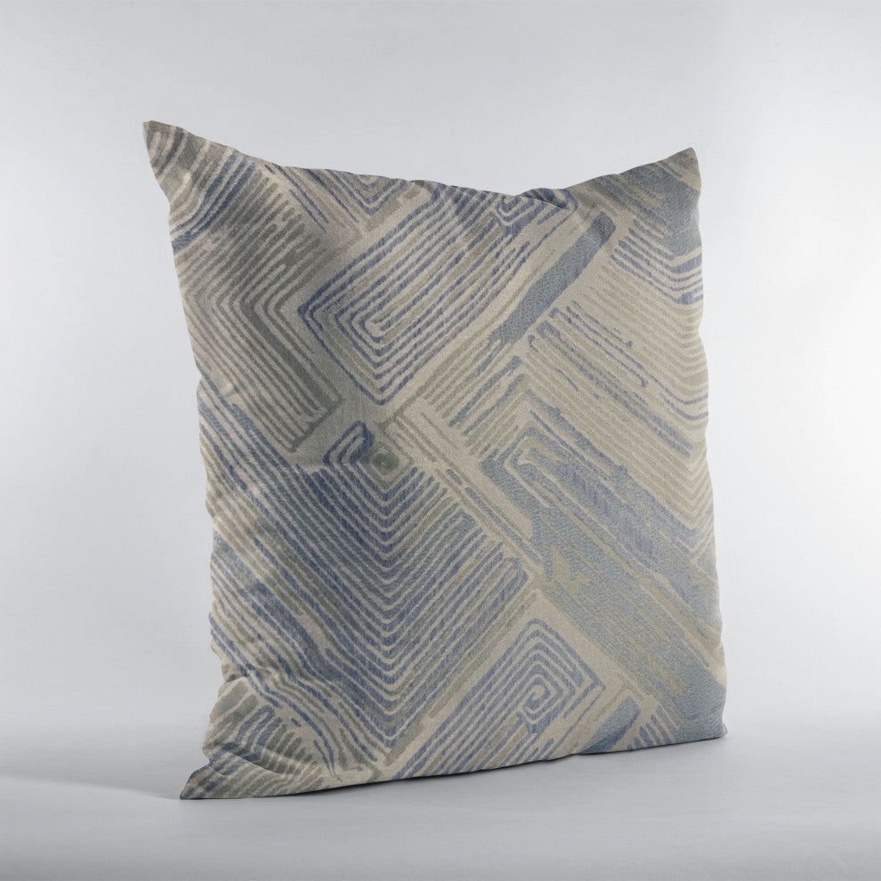Plutus Blue Beige Hidden Tour Abstract Luxury Throw Pillow, 20"x26"