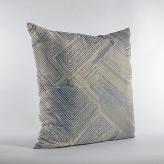 Plutus Blue Beige Hidden Tour Abstract Luxury Throw Pillow, 20"x26"