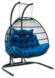 LeisureMod Wicker 2 Person Double Folding Hanging Egg Swing Chair