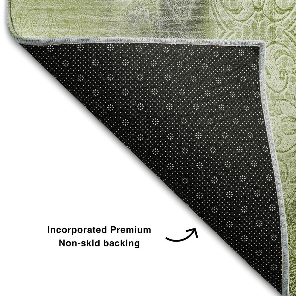 Premium Machine Washable Mayfield AMF537 Sage 3' x 5' Rug