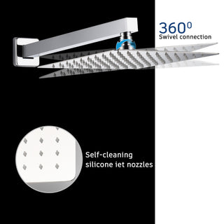 CASAINC 10" Luxury Wall Mounted Shower System Set w Sliding Handheld Rod, Chrome