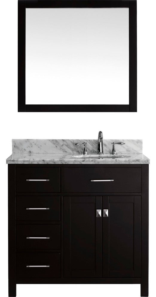 Caroline Parkway 36" Single Bathroom Vanity Set Espresso, Marble Top