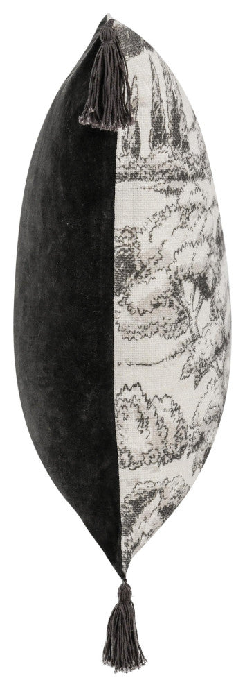 Stonework 22" Cotton Linen Blend Throw Pillow, Gray