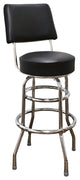 Retro Home Double Ring Upholstered 30" Swivel Bar Stool with Back, Black