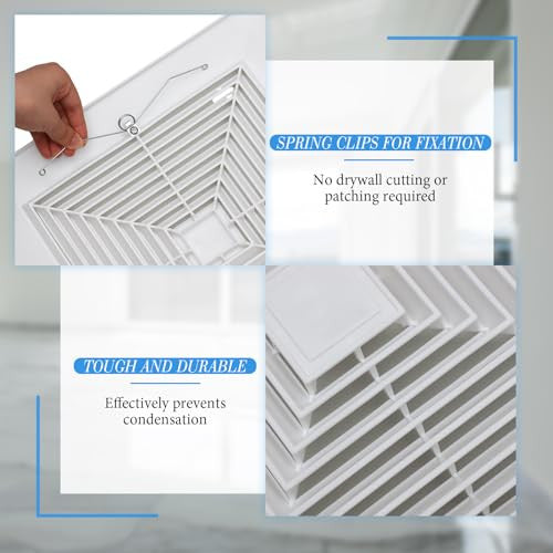 2-Piece Exhaust Ceiling Fan Grille With Springs Plastic Vent, 12x12''