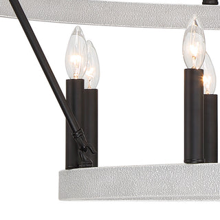 Vanity Art 20-Light Wagon Wheel Chandelier, Crackle White+classic Black