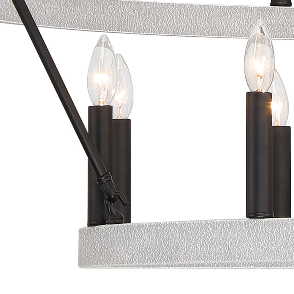 Vanity Art 20-Light Wagon Wheel Chandelier, Crackle White+classic Black