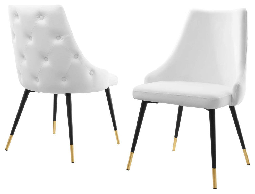 Side Dining Chair, Set of 2, Velvet, White, Cafe Bistro Restaurant Hospitality