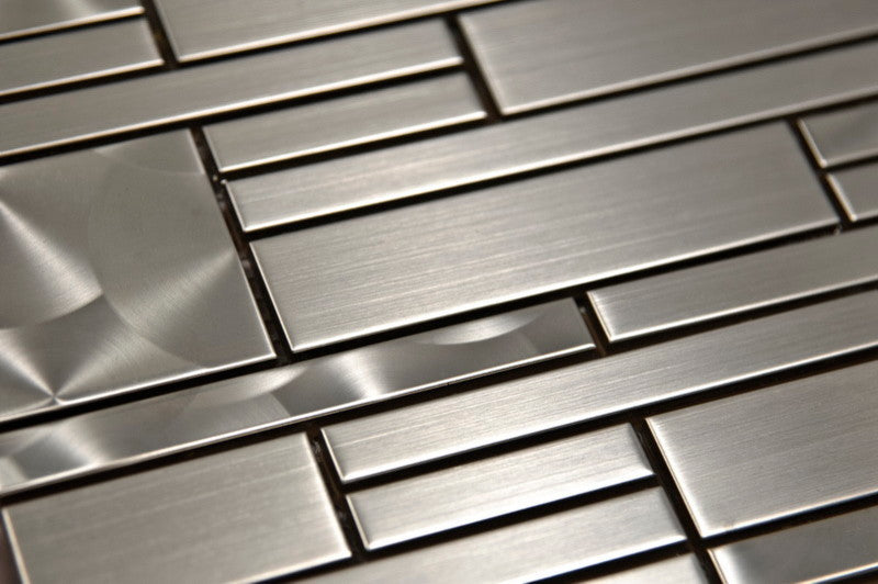 Stainless Steel Magic Pattern Mosaic Blend Tile, 12"x12", Set of 50