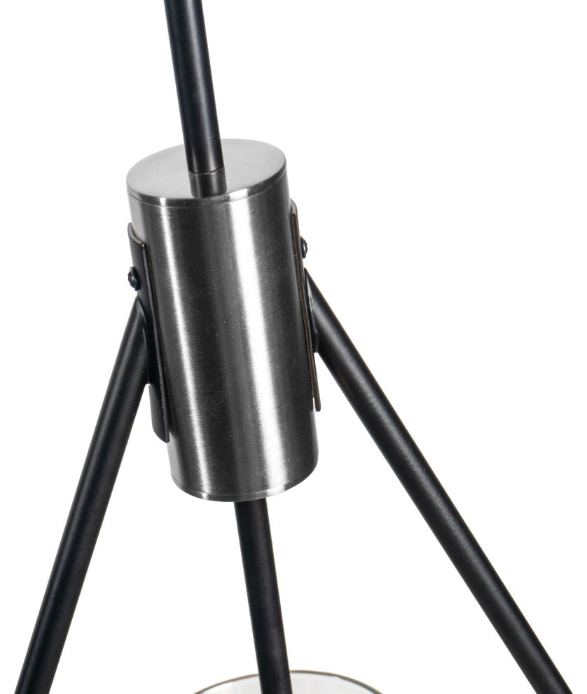 Everly Single Light Metal and Glass Pendant, Black and Chrome