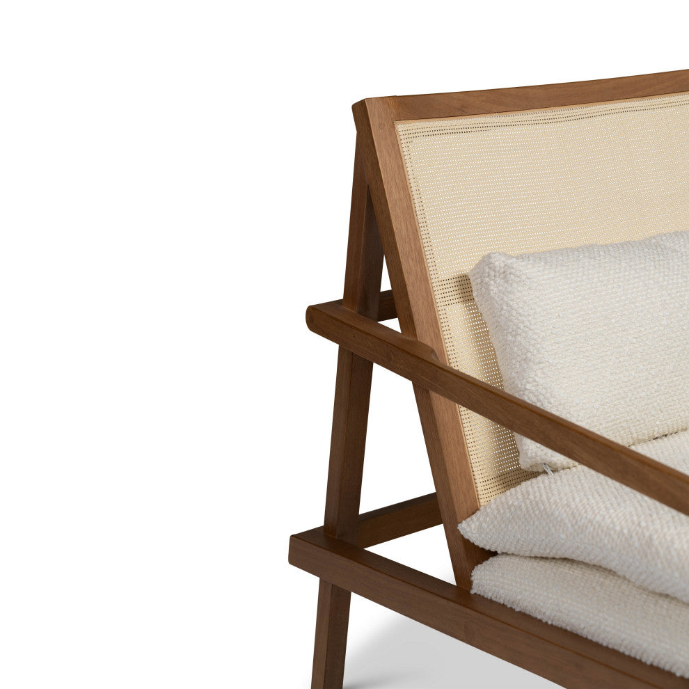 Modern Brazilian, Barra, Cane Lounge Chair, Pecan/Natural/Ivory