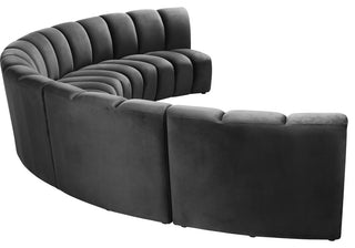 Infinity Channel Tufted Velvet Modular Chair, Gray, 5 Piece