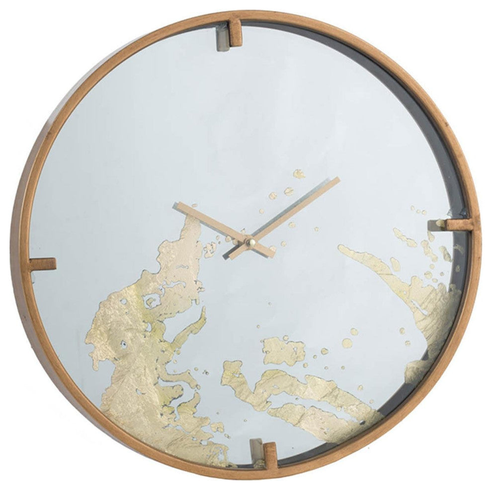 Modern Minimal 16" Gold and Mirror Round Wall Clock