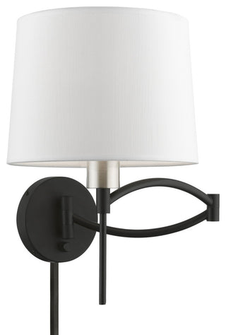 1 Light Black With Brushed Nickel Accent Swing Arm Wall Lamp
