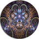 Fractal Glossy Blue Flower Digital Art, Floral Disc Metal Wall Art, 23"