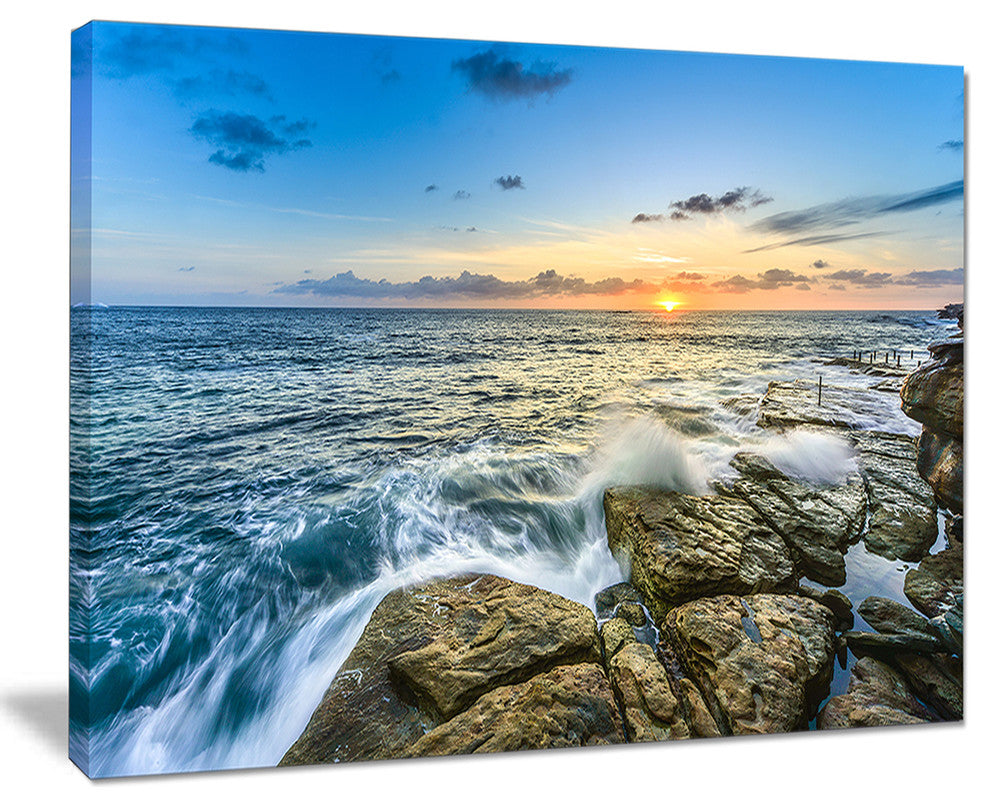 "Rocky Coogee Beach in Sydney" Seashore Canvas Print, 40"x30"