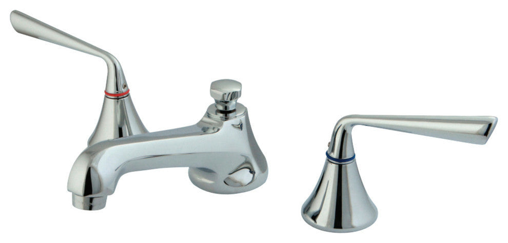 Widespread Bathroom Faucet, Brass Pop-Up, Polished Chrome
