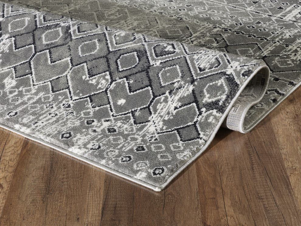 Abani Urbana URB110A Tribal Distressed Grey Area Rug