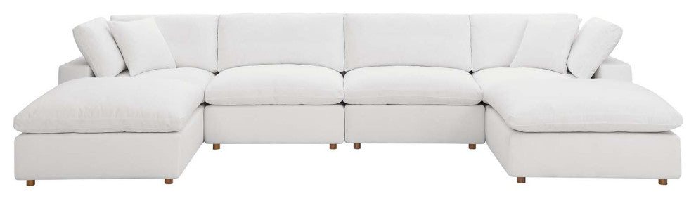 Commix Down Filled Overstuffed 6-Piece Sectional Sofa, Pure White