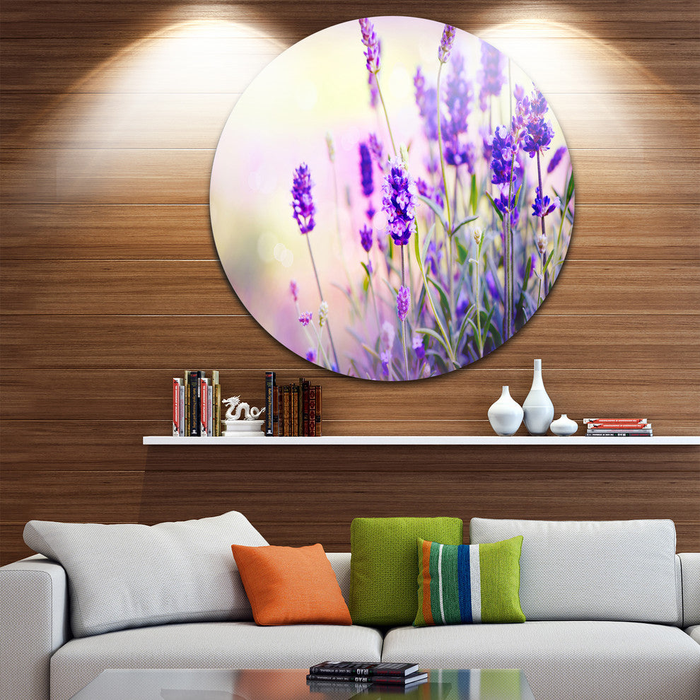 Purple Lavender Field, Floral Photography Disc Metal Wall Art, 23"