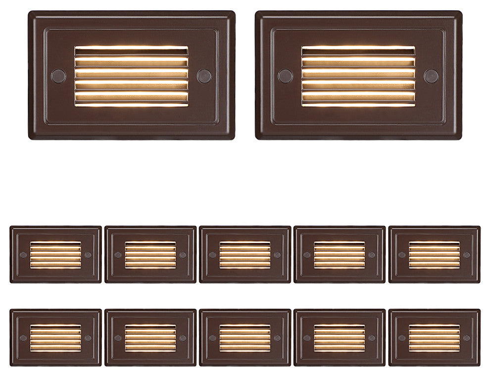 12-Pack Low Voltage Louvered Step Light, 3000K Warm White