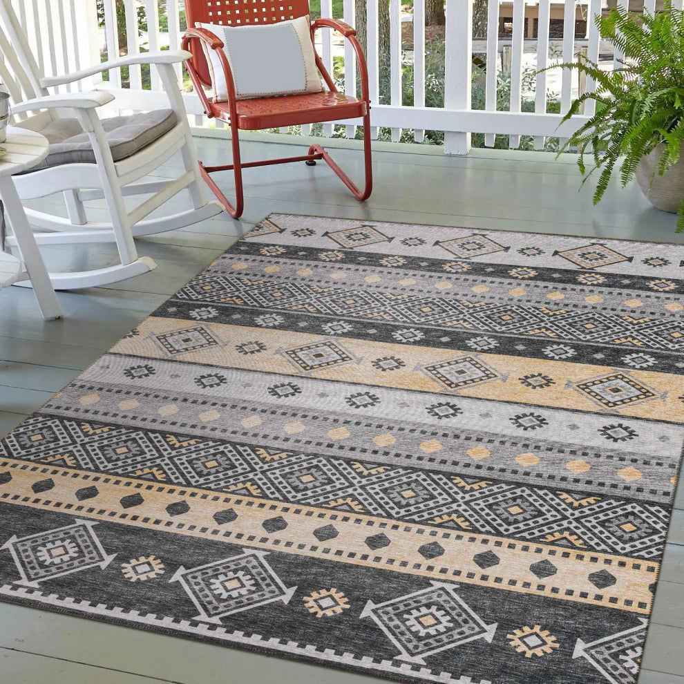 Indoor/Outdoor Sedona SN12 Midnight Machine Washable 10' x 14' Rug