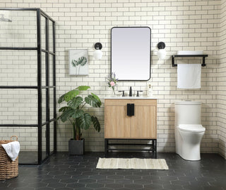 Home Living 19" Modern Mango Wood-Light Bathroom Vanity