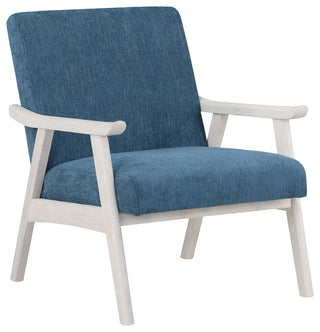 Weldon Armchair, Navy Fabric With Antique White Finished Frame