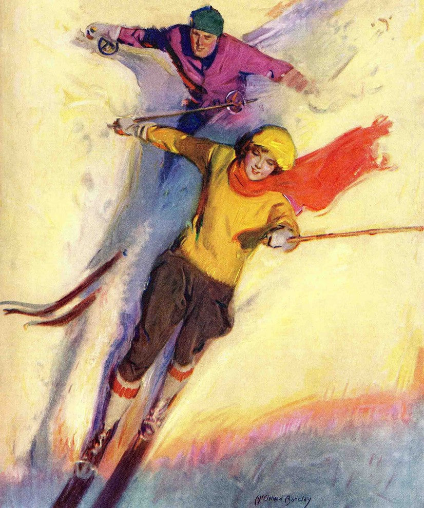 "Downhill Skiing" Painting Print on Canvas by McClelland Barclay