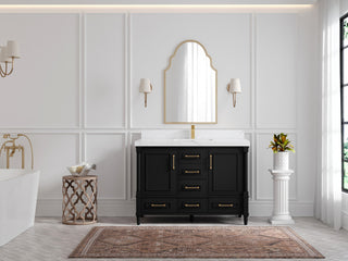 Aberdeen 48 Single Sink Bath Vanity in Black 2" Empira Quartz