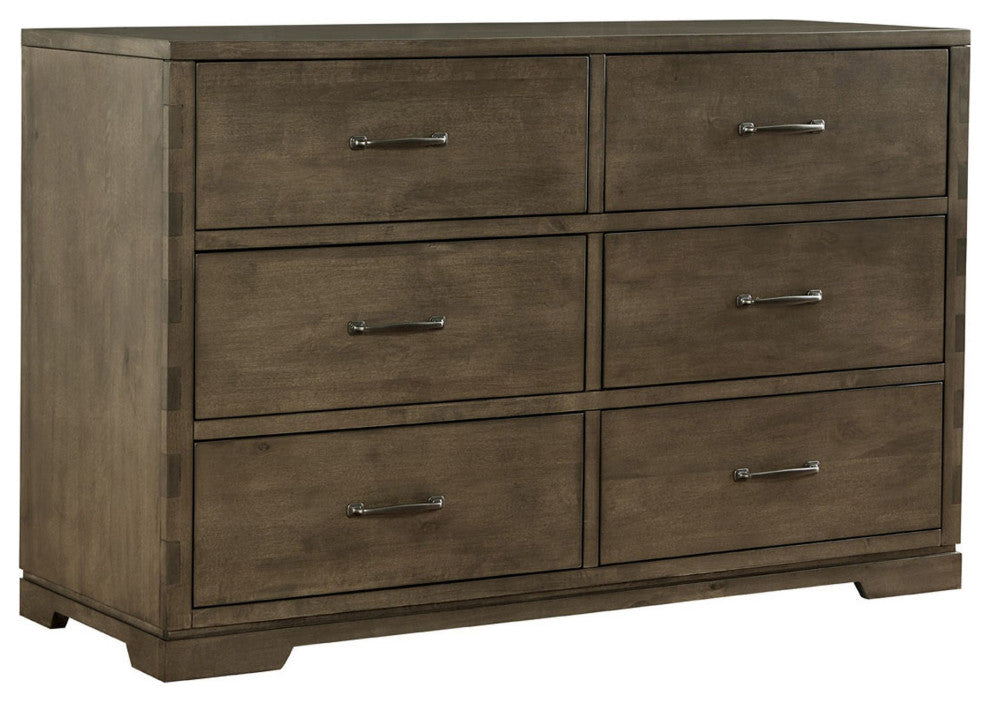 Dovetail 6-Drawer Wood Dresser, Graphite