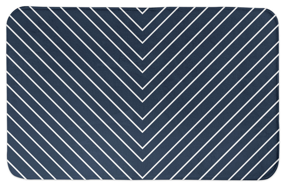 Navy Chevron 34x21 Bath Mat