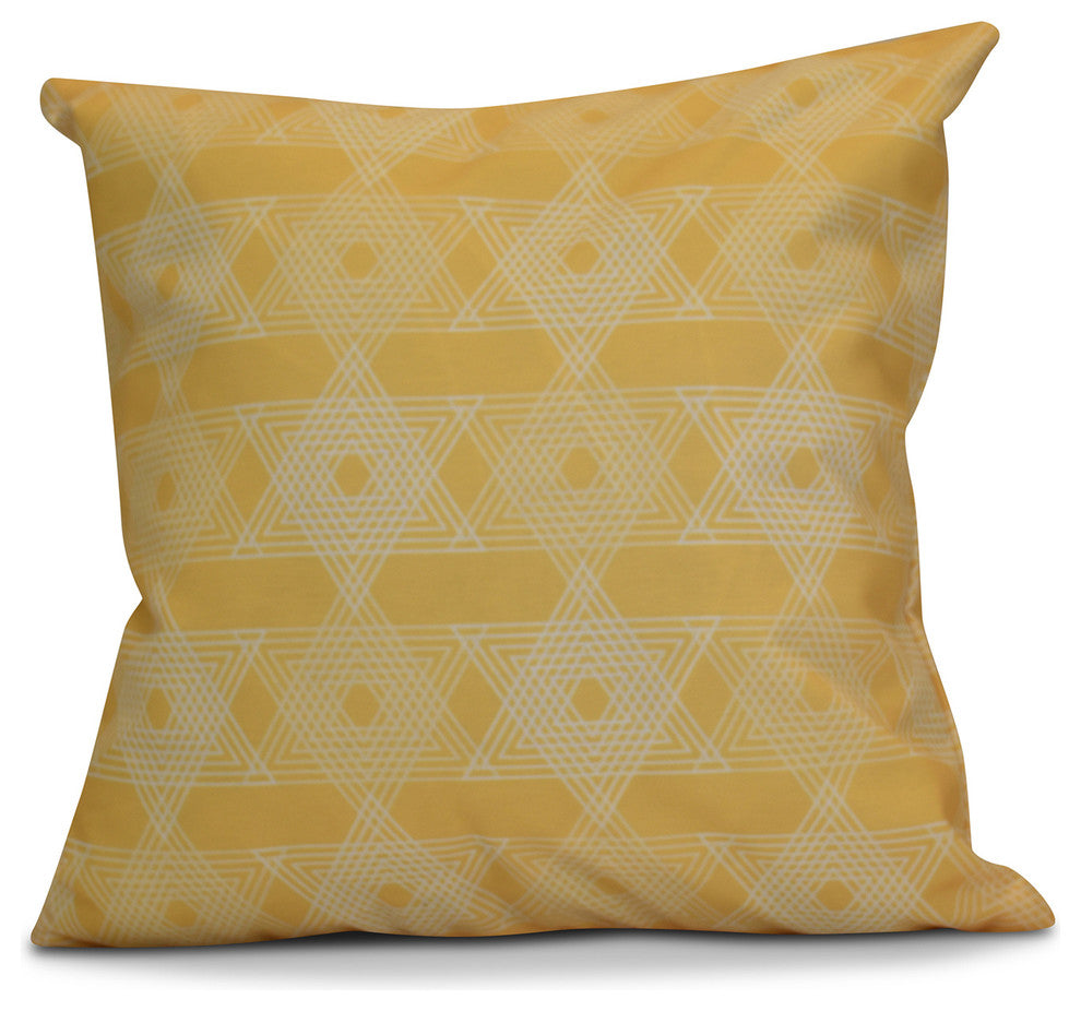 Decorative Outdoor Holiday Pillow Geometric, Yellow, 16"x16"